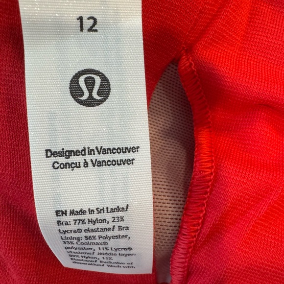 NWT Lululemon Energy Longline Bra Med Support Red Glow Size 12 - Picture 7 of 7